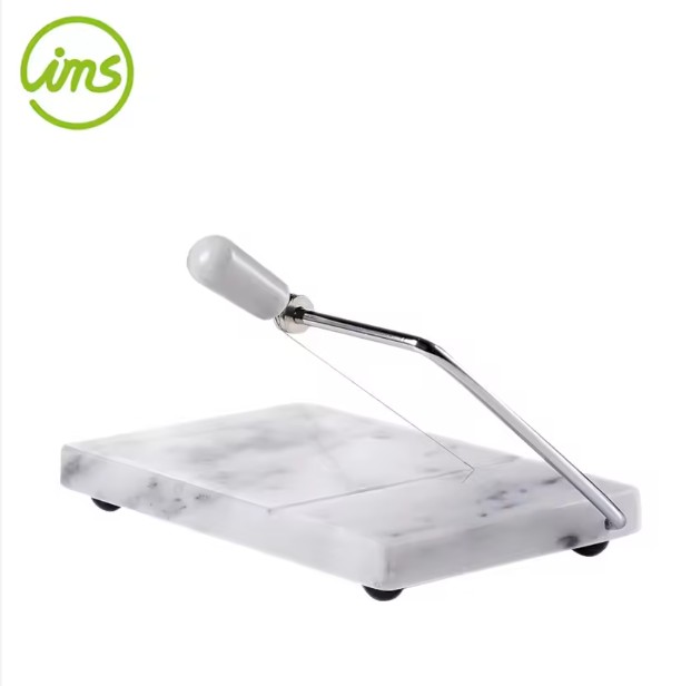 Heavy-Duty Marble Cheese & Butter Slicer with Stainless Steel Wire | 5"x8" Non-Slip Marble Board